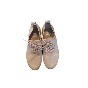 FitFlop F-Sporty Beige/Rose Gold Slip On‎ Stretchy Mesh Sneakers, Women’s 10